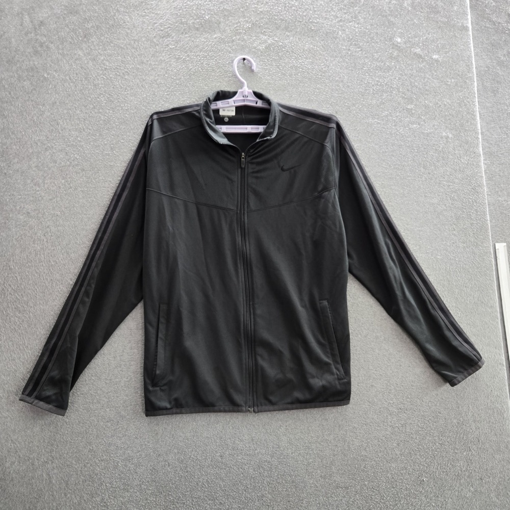 Nike Men Jacket XL Black 519534-060 Activewear‎ Zipper Logo Long Sleeve